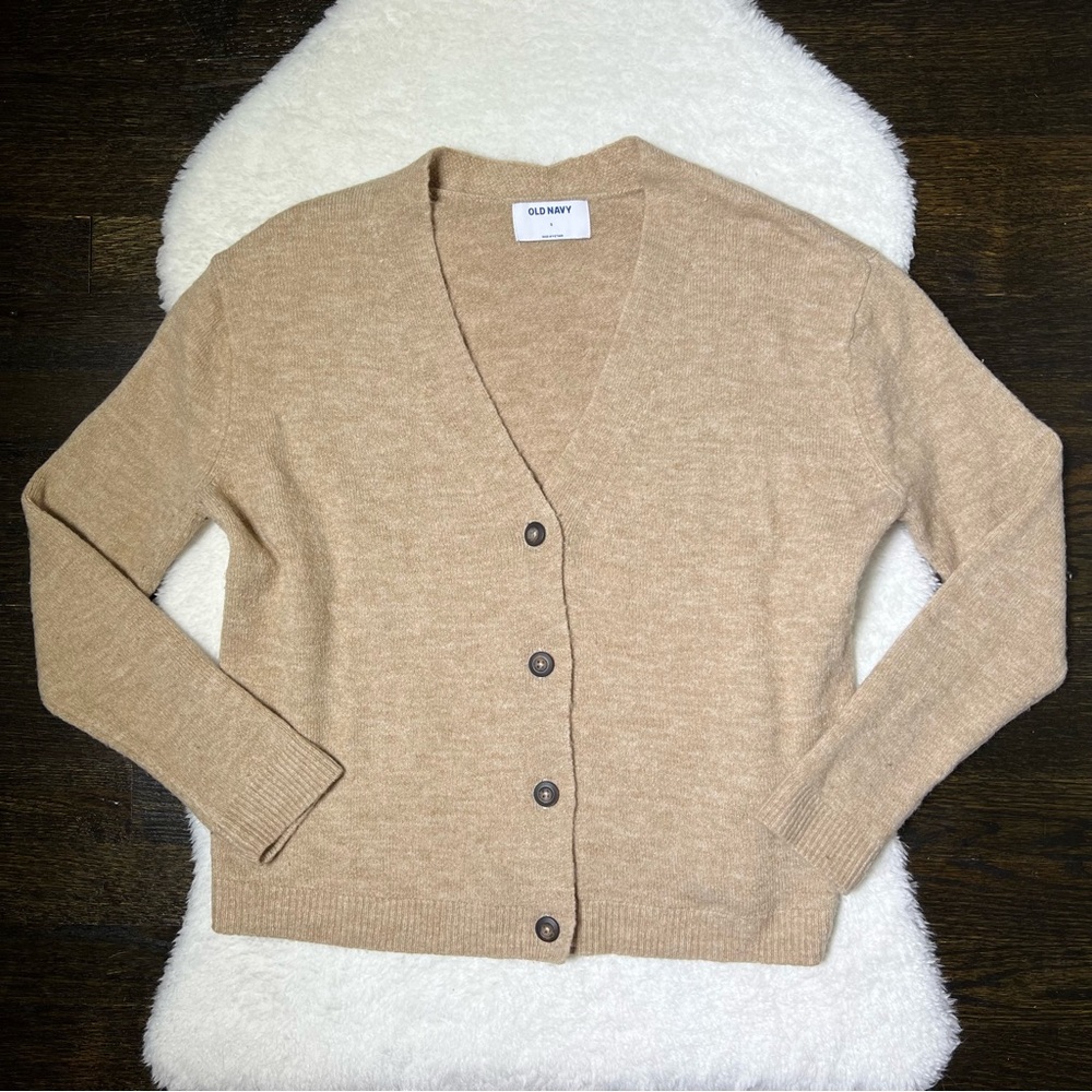 Old Navy Tan Knit Button Front Cardigan